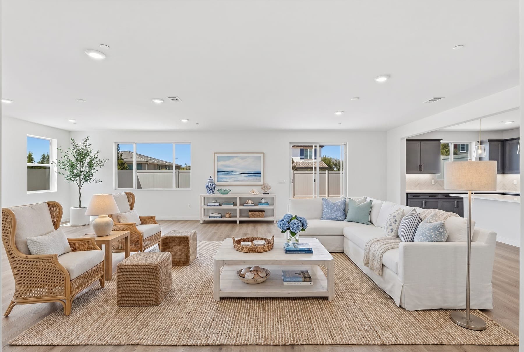 Escondido great room — Coastal virtual staging — Coastal